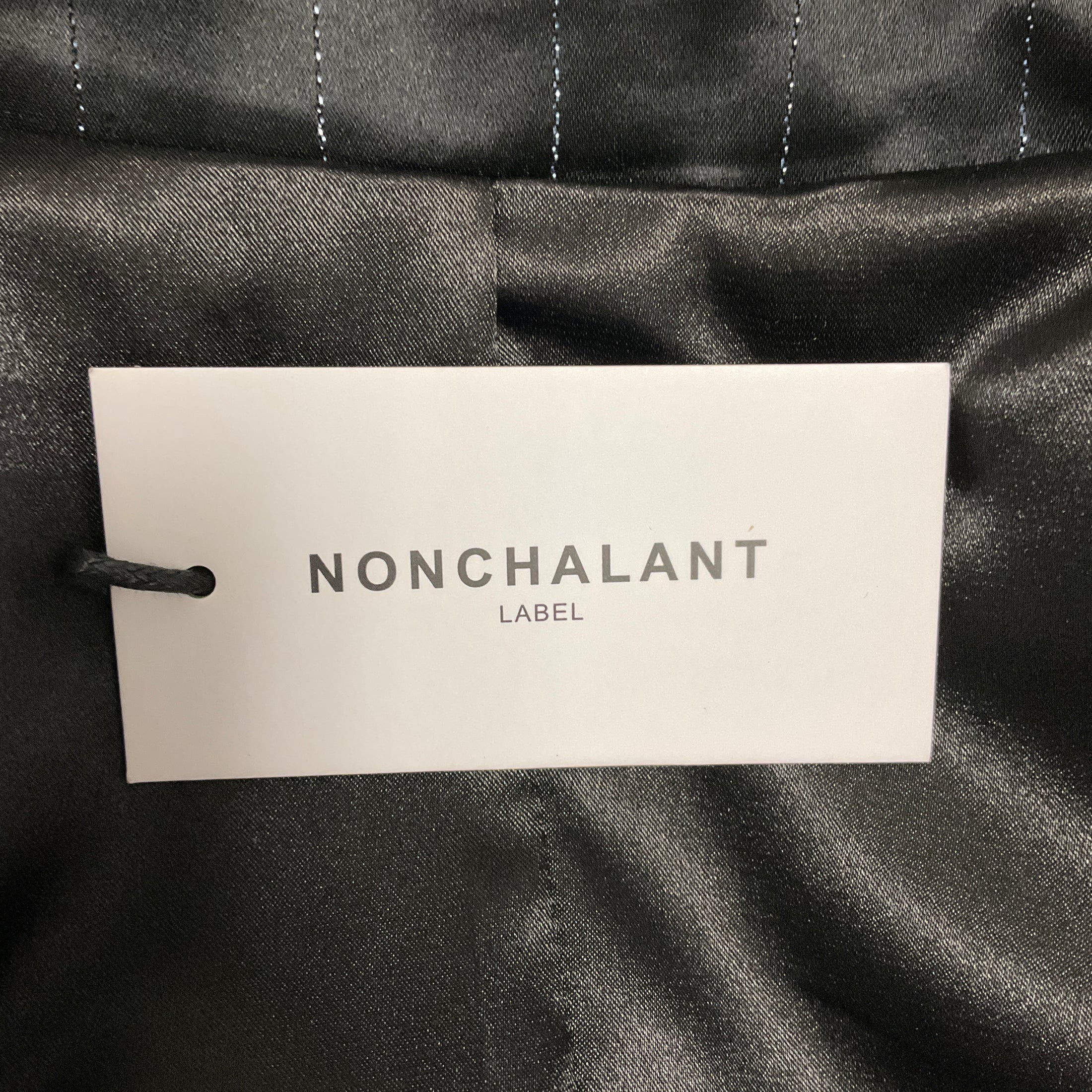 Nonchalant Label Black Metallic Pinstripe Satin Blazer Jacket