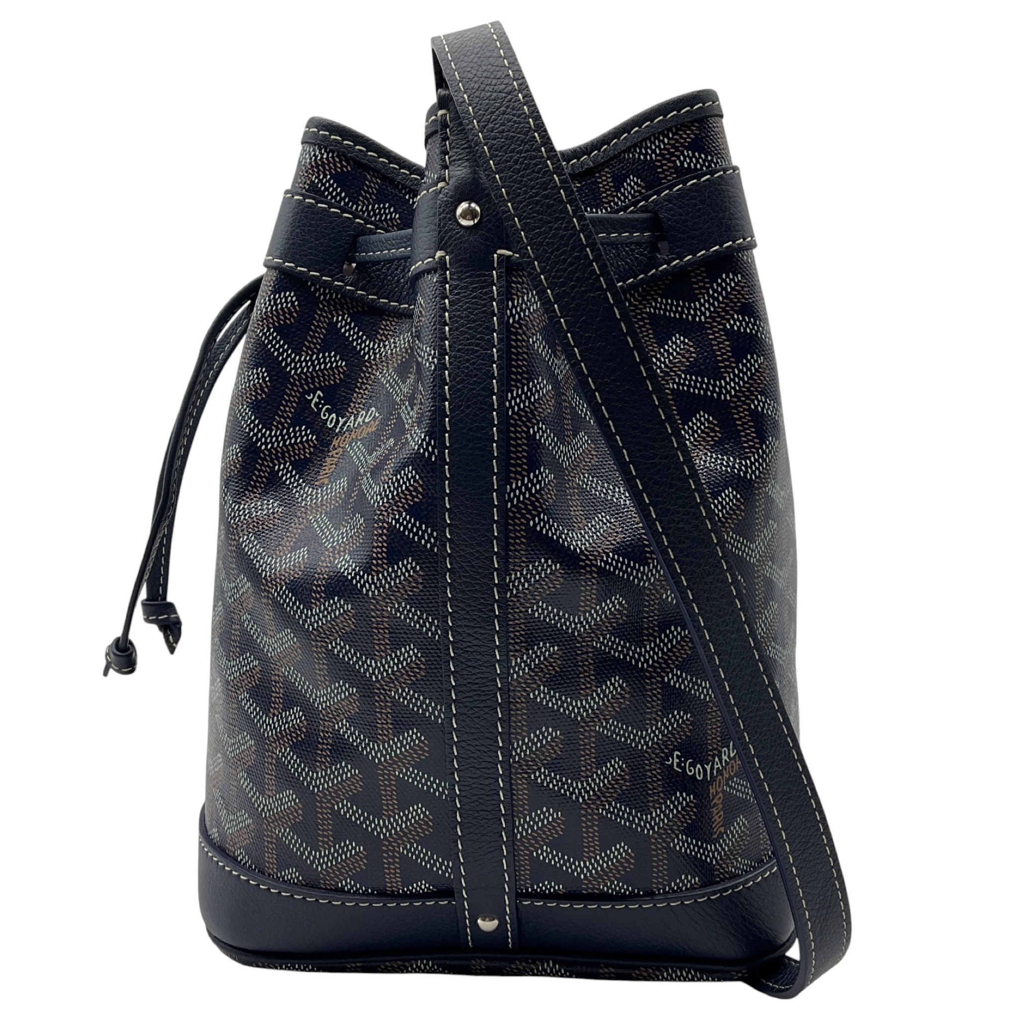Goyard Navy Blue Goyardine Petit Flot Bucket Bag PM