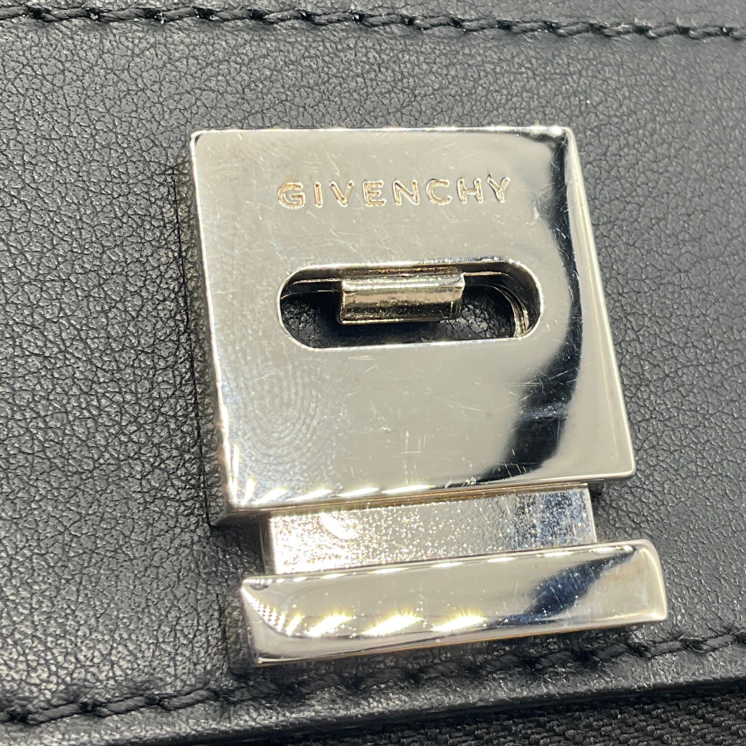 Givenchy Black / Silver Chain Trimmed Leather Crossbody Bag