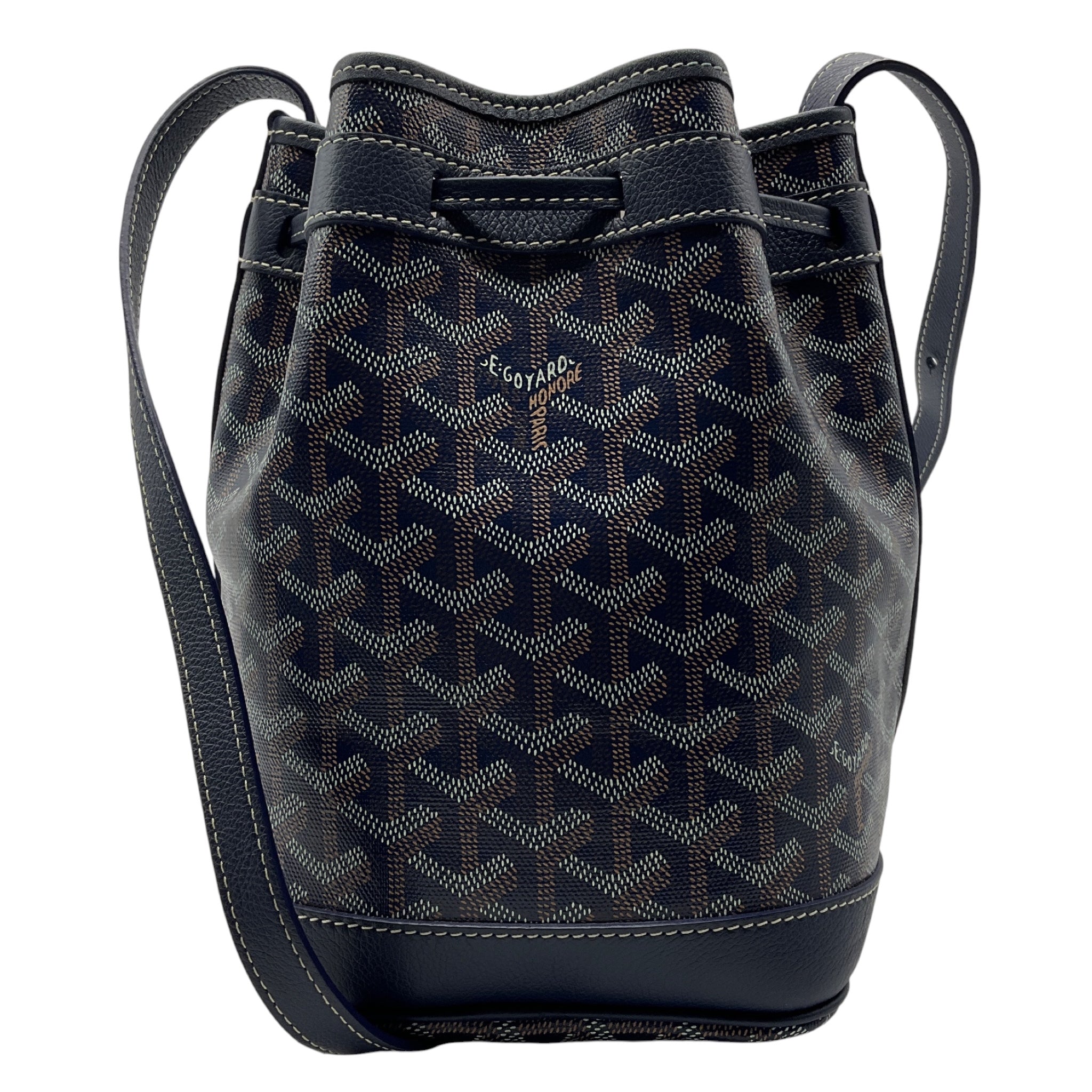 Goyard Navy Blue Goyardine Petit Flot Bucket Bag PM