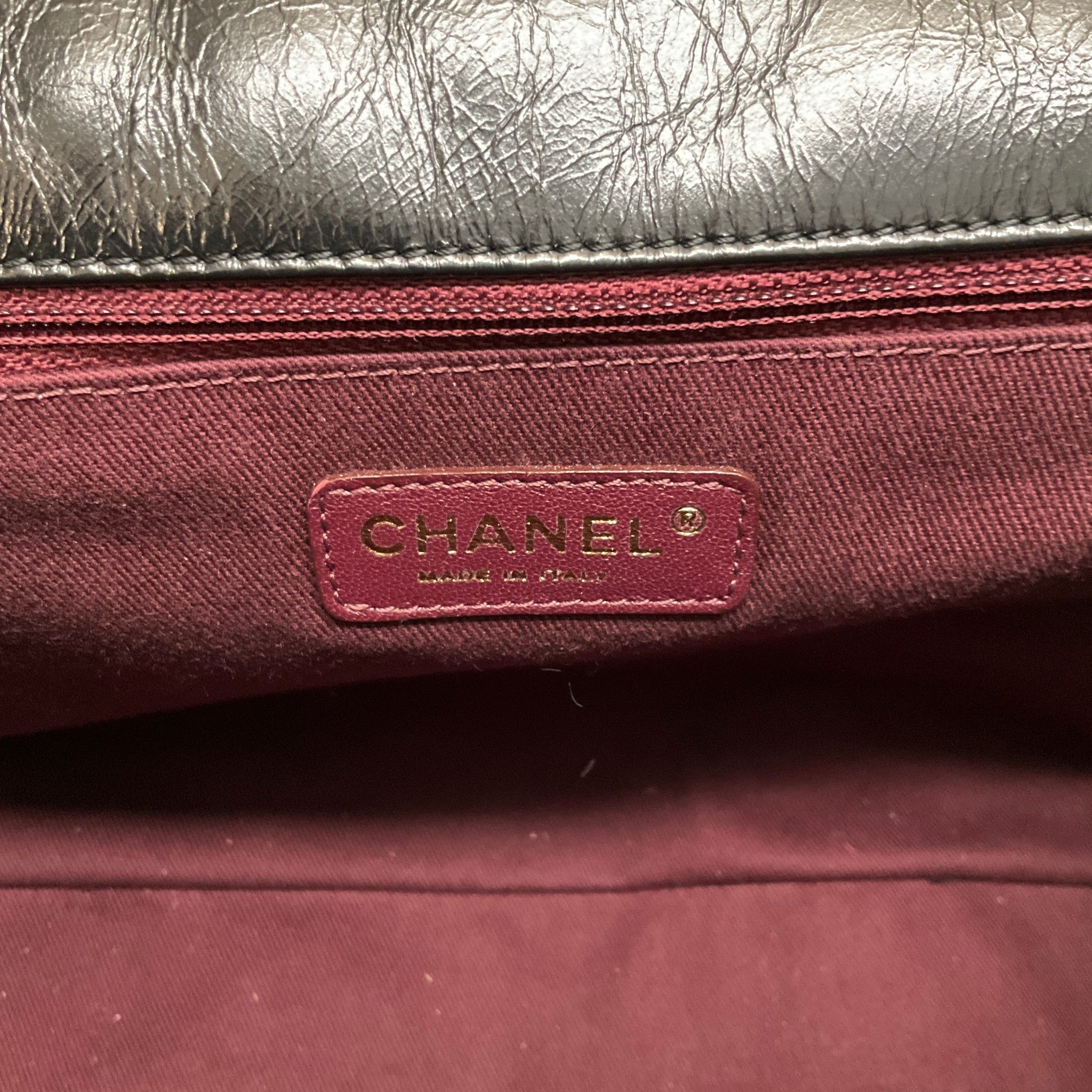 Chanel Paris Edinburgh Black Glazed Calfskin Leather Castle Rock Flap Bag