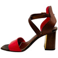 Load image into Gallery viewer, Louis Vuitton Mono Coral Stacked Heel Sandals
