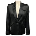 Load image into Gallery viewer, Nonchalant Label Black Metallic Pinstripe Satin Blazer Jacket
