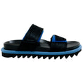 Load image into Gallery viewer, Dries van Noten Black / Blue Calf Hair Velcro Strap Sandals
