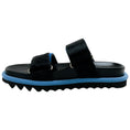 Load image into Gallery viewer, Dries van Noten Black / Blue Calf Hair Velcro Strap Sandals
