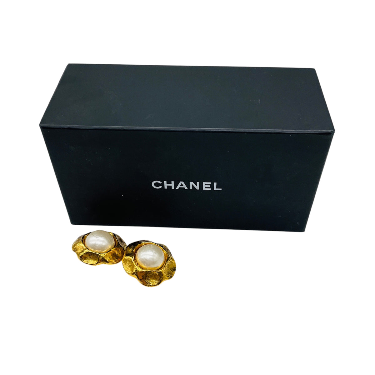 Chanel Vintage Gold Pearl Embellished Clip-On Earrings