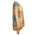 Load image into Gallery viewer, Dries van Noten Tan / Ivory / Black Mixed Pattern Print Sheer Silk Chiffon Blouse
