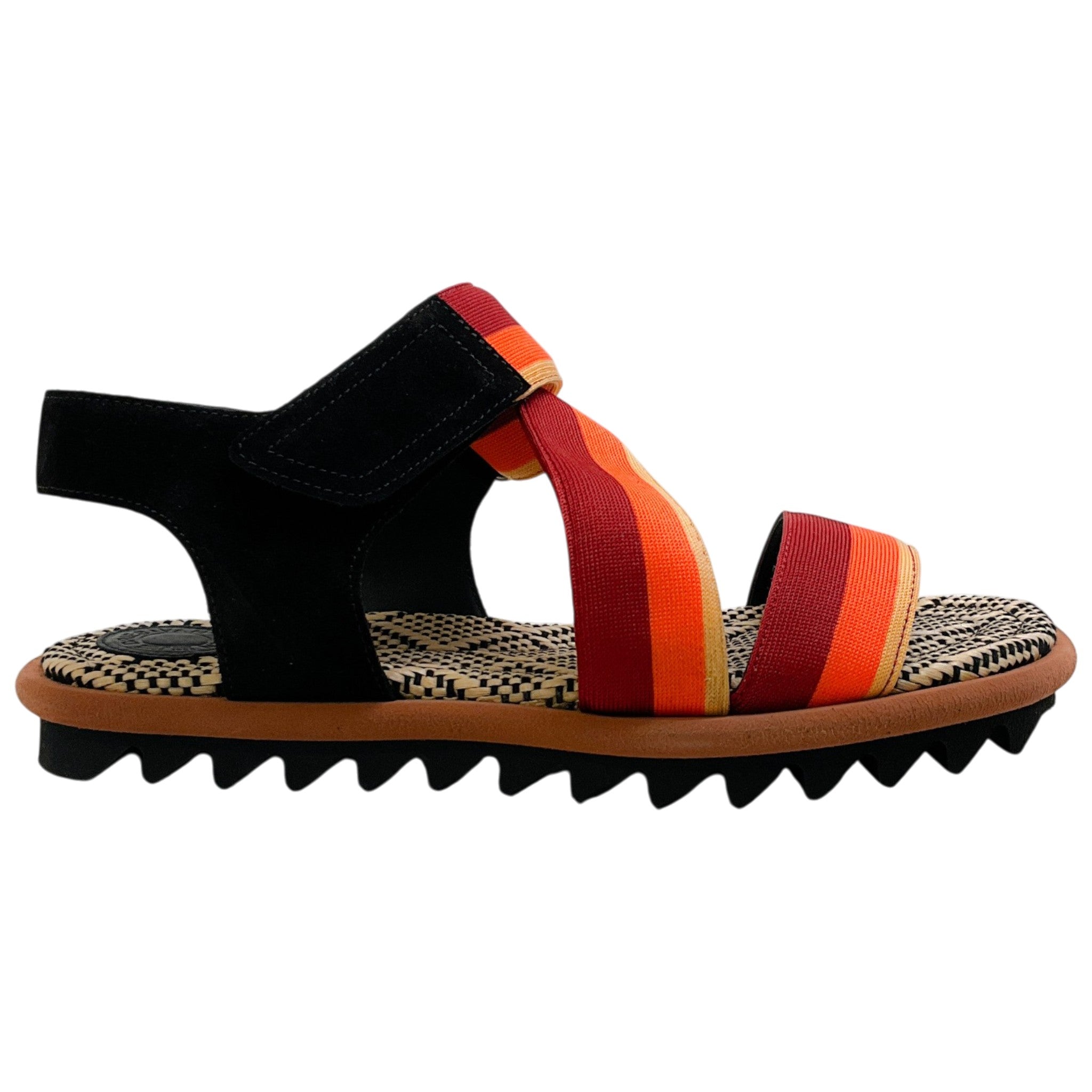 Dries van Noten Orange / Rust Suede and Striped Canvas Sandals