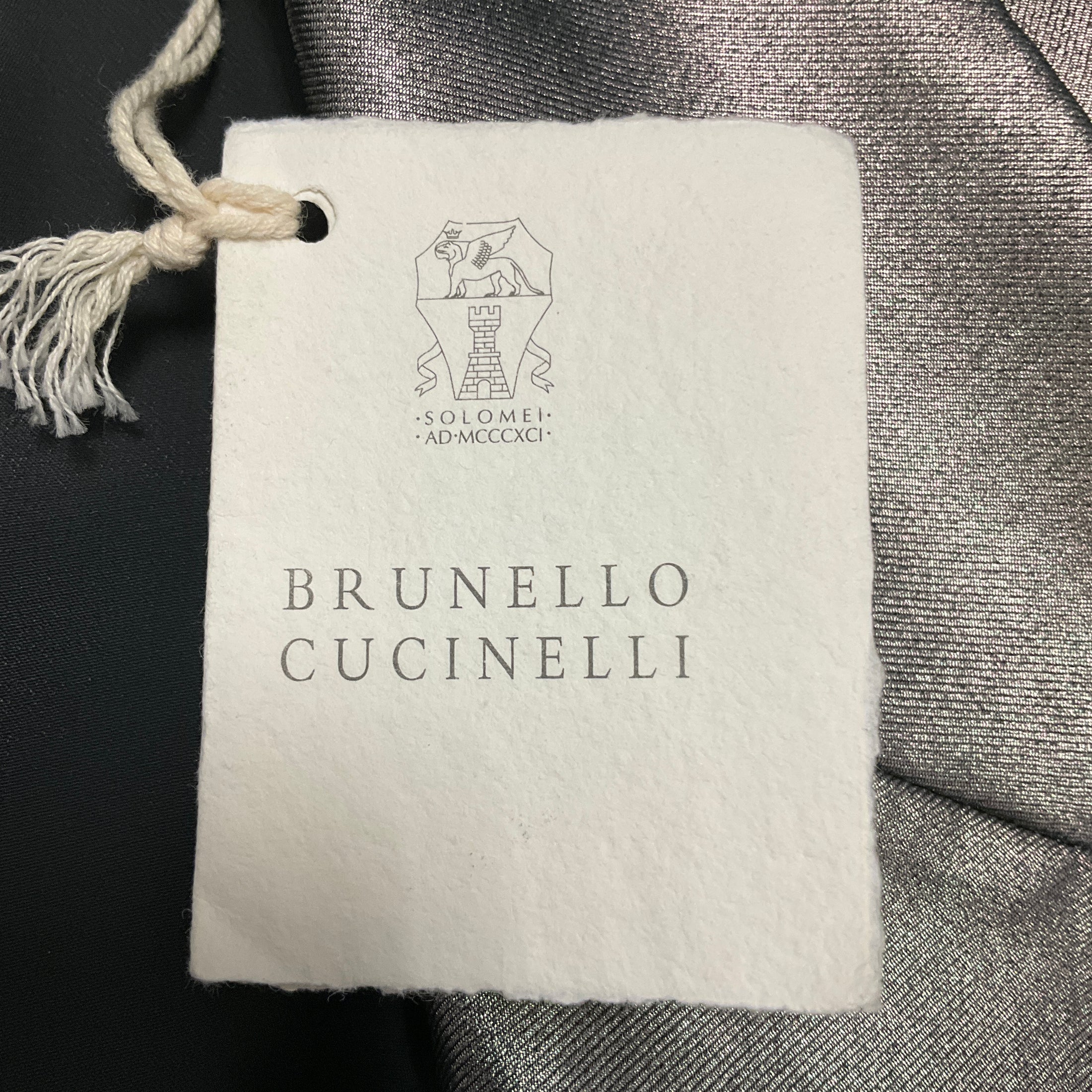 Brunello Cucinelli Gunmetal / Silver Metallic Tailored Double Breasted Blazer