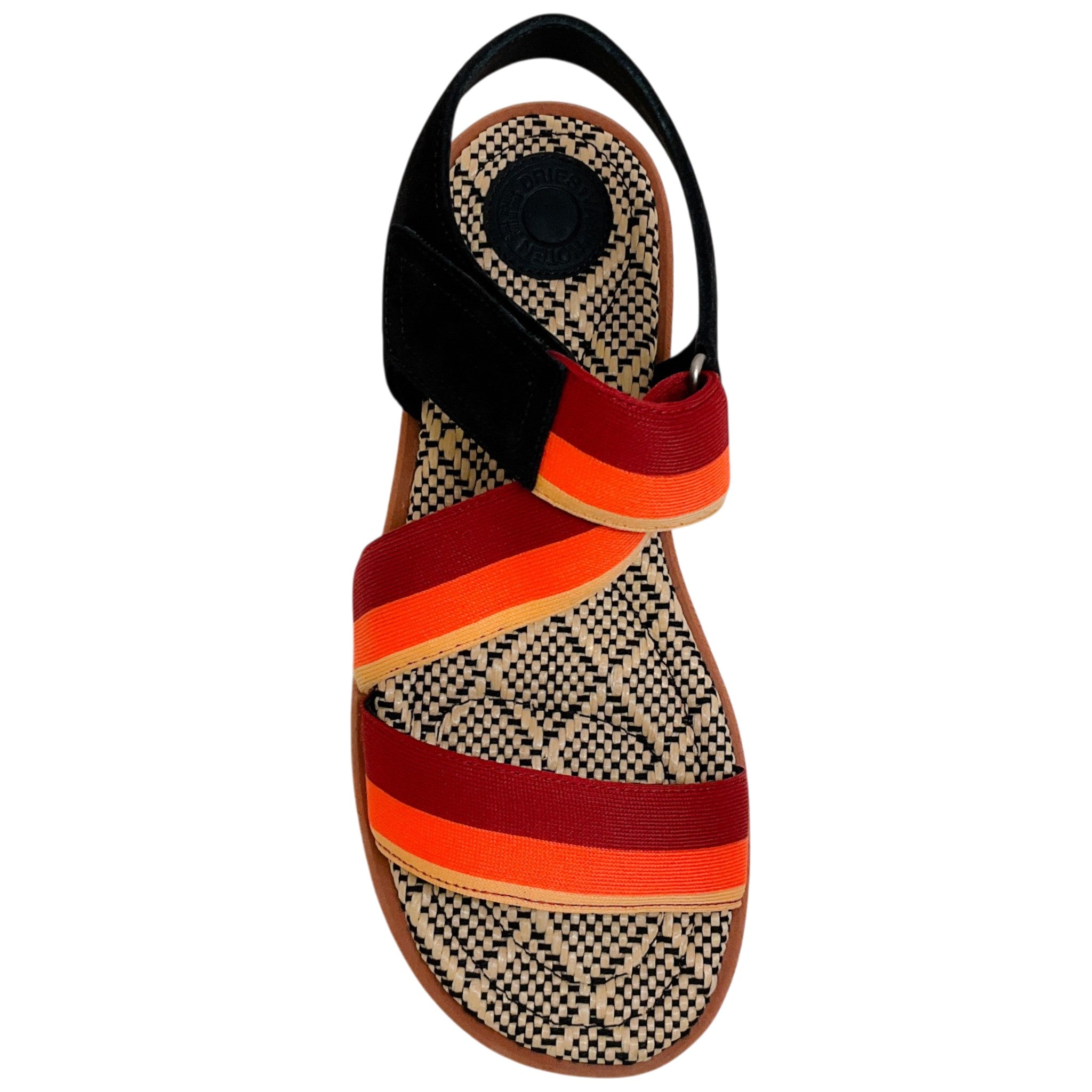Dries van Noten Orange / Rust Suede and Striped Canvas Sandals