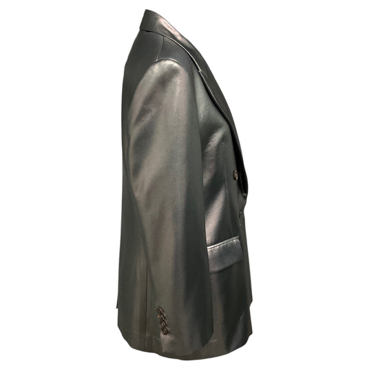 Brunello Cucinelli Gunmetal / Silver Metallic Tailored Double Breasted Blazer