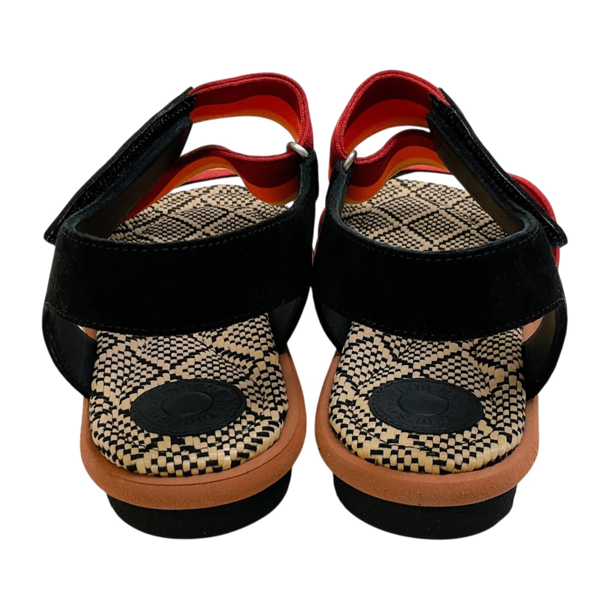 Dries van Noten Orange / Rust Suede and Striped Canvas Sandals