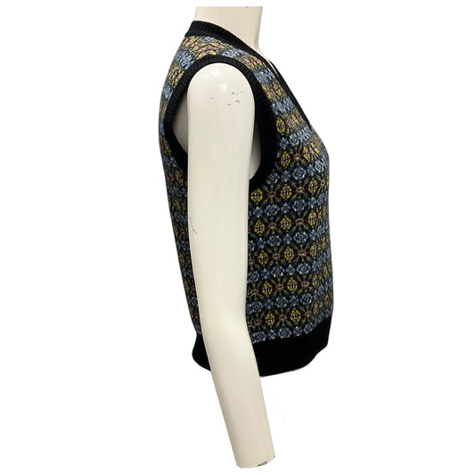 Saint Laurent Noir Multicolor Fair Isle Wool Jacquard Sweater Vest