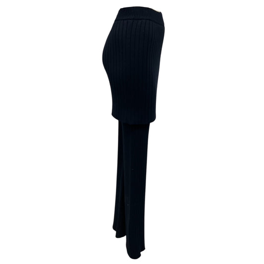 Loewe Navy Blue Marino Layered Wool Knit Skirt Trousers
