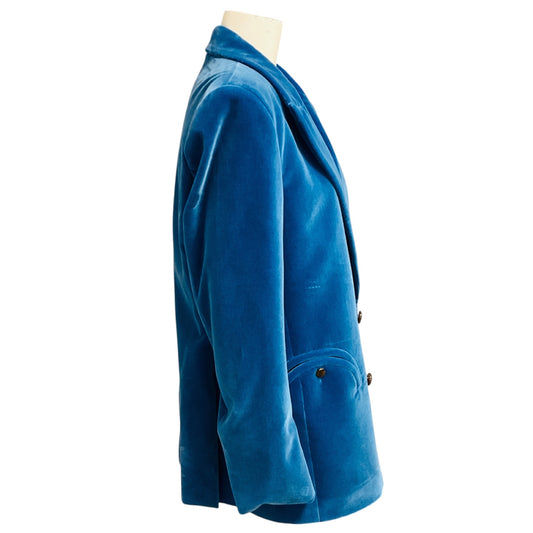 Blaze Milano Blue Double Breasted Velvet Everynight Blazer