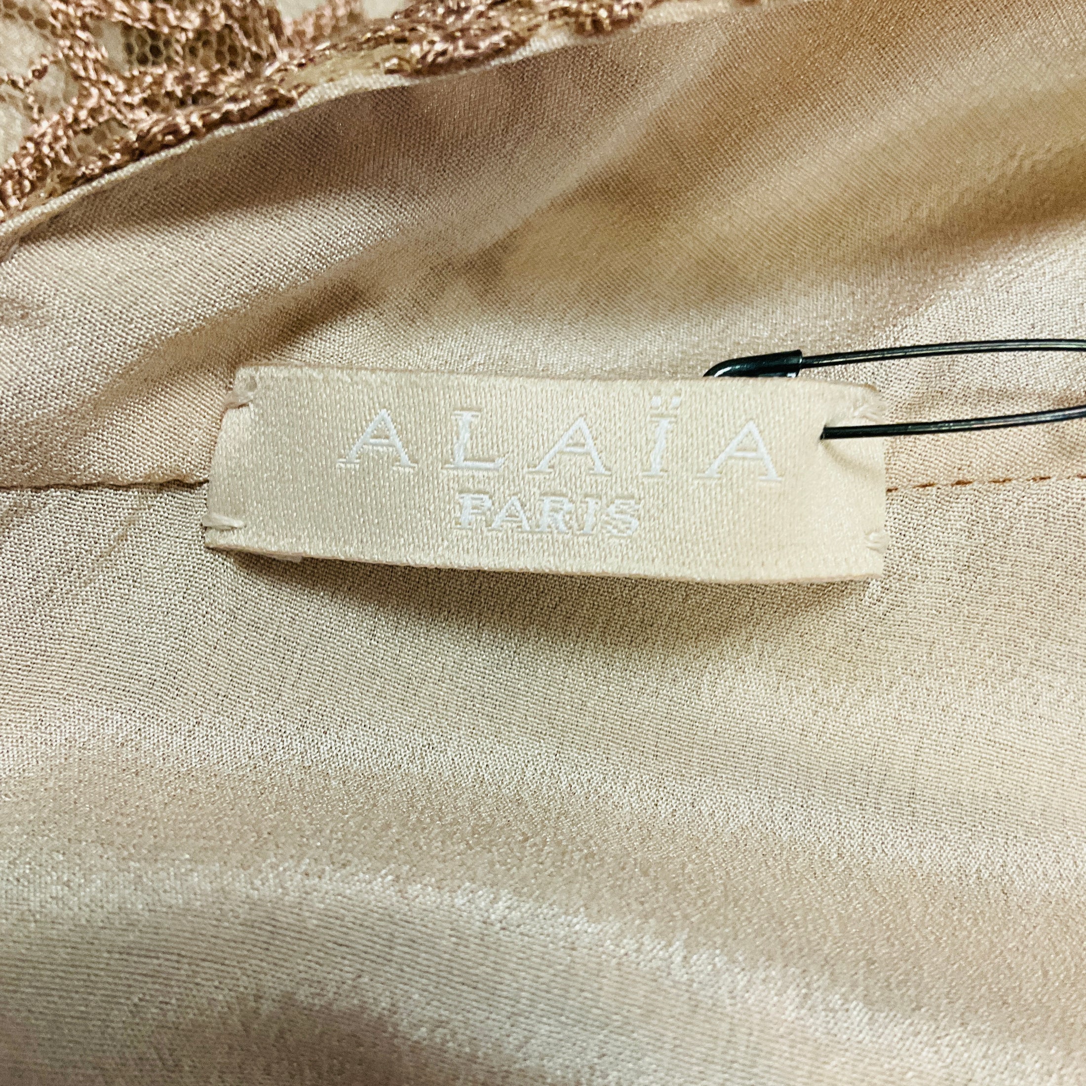 Alaia Nude Tulle Macrame Sleeveless Cocktail Dress