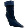 Load image into Gallery viewer, Arteana Navy Blue Leather Booties with Lace Embroidered Cuff

