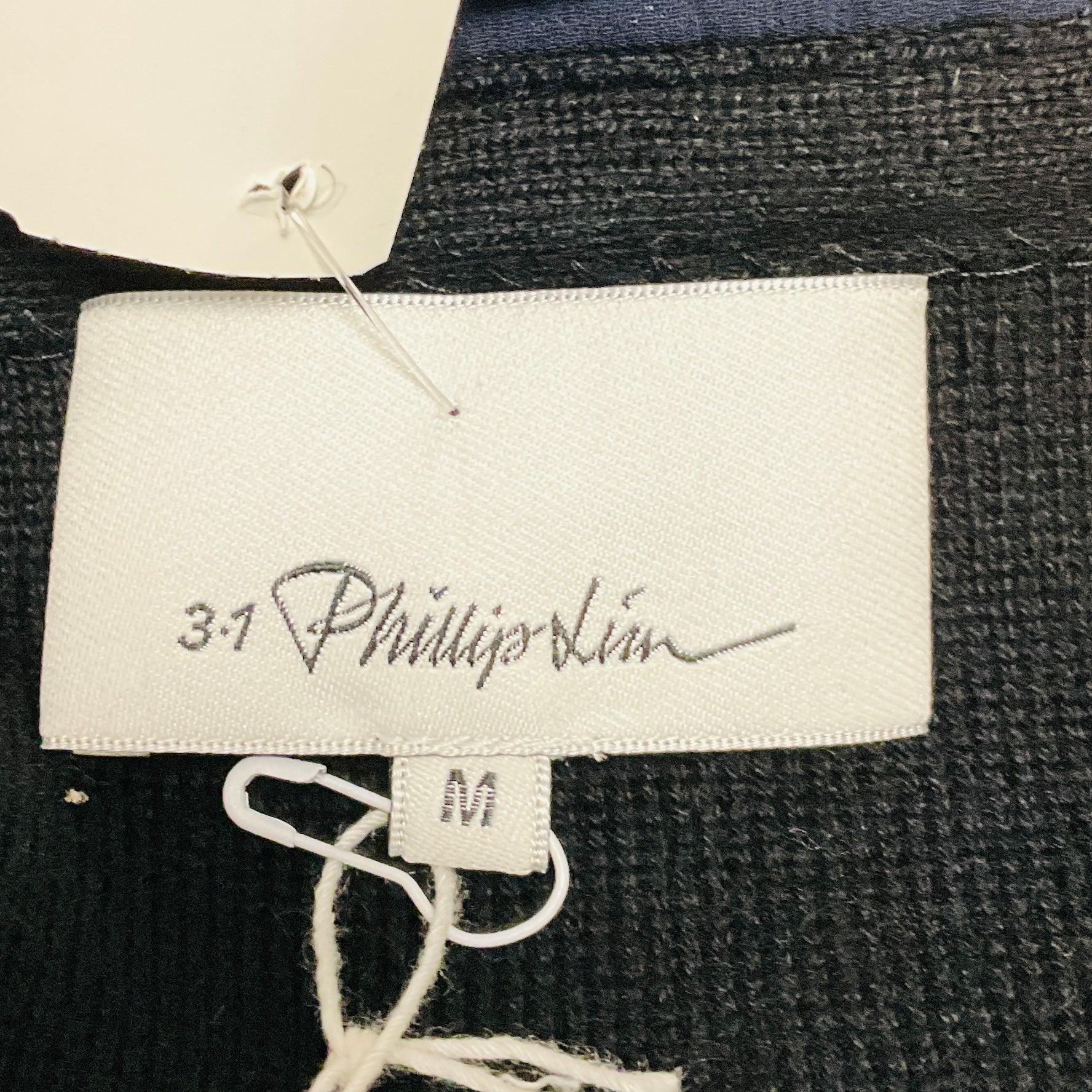 3.1 Phillip Lim Black / Navy Motorcycle Jacket with Quilted Chiffon Detail