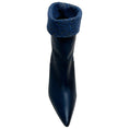 Load image into Gallery viewer, Arteana Navy Blue Leather Booties with Lace Embroidered Cuff
