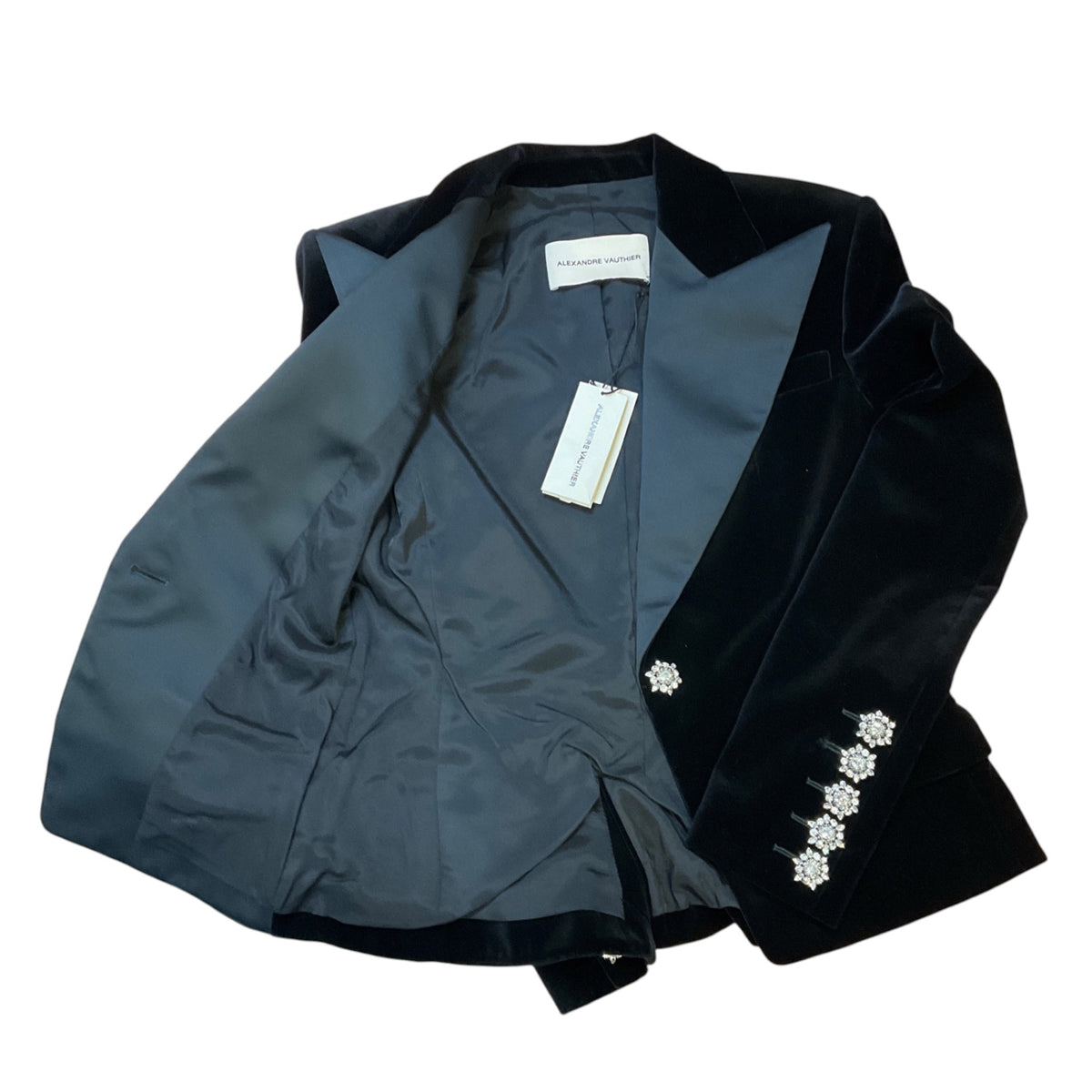 Alexandre Vauthier Black Crystal Embellished Velvet Tuxedo Blazer