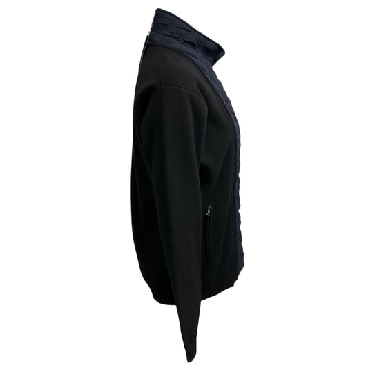 3.1 Phillip Lim Black / Navy Motorcycle Jacket with Quilted Chiffon Detail