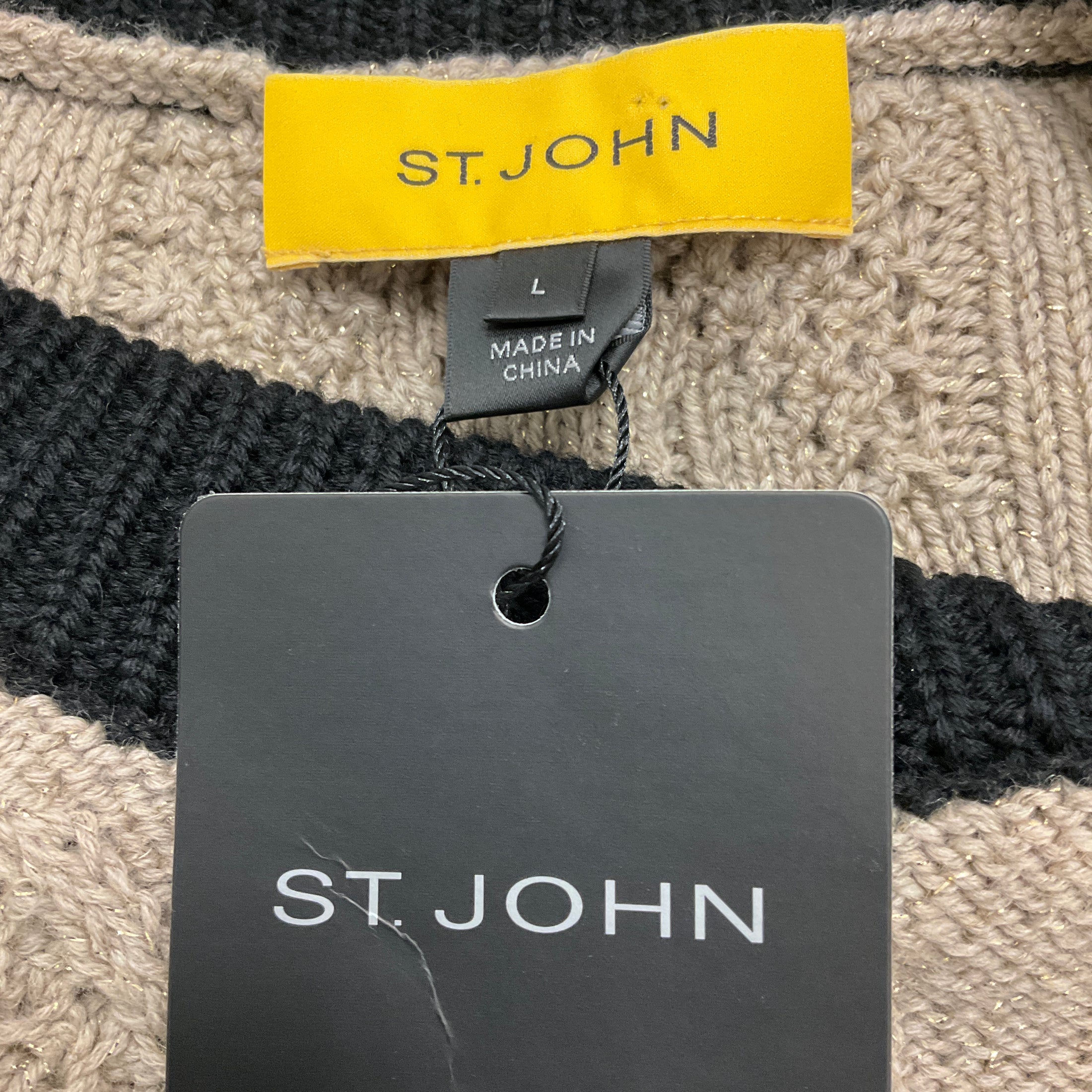 St. John Camel Caviar Spring Wool Knit Sweater