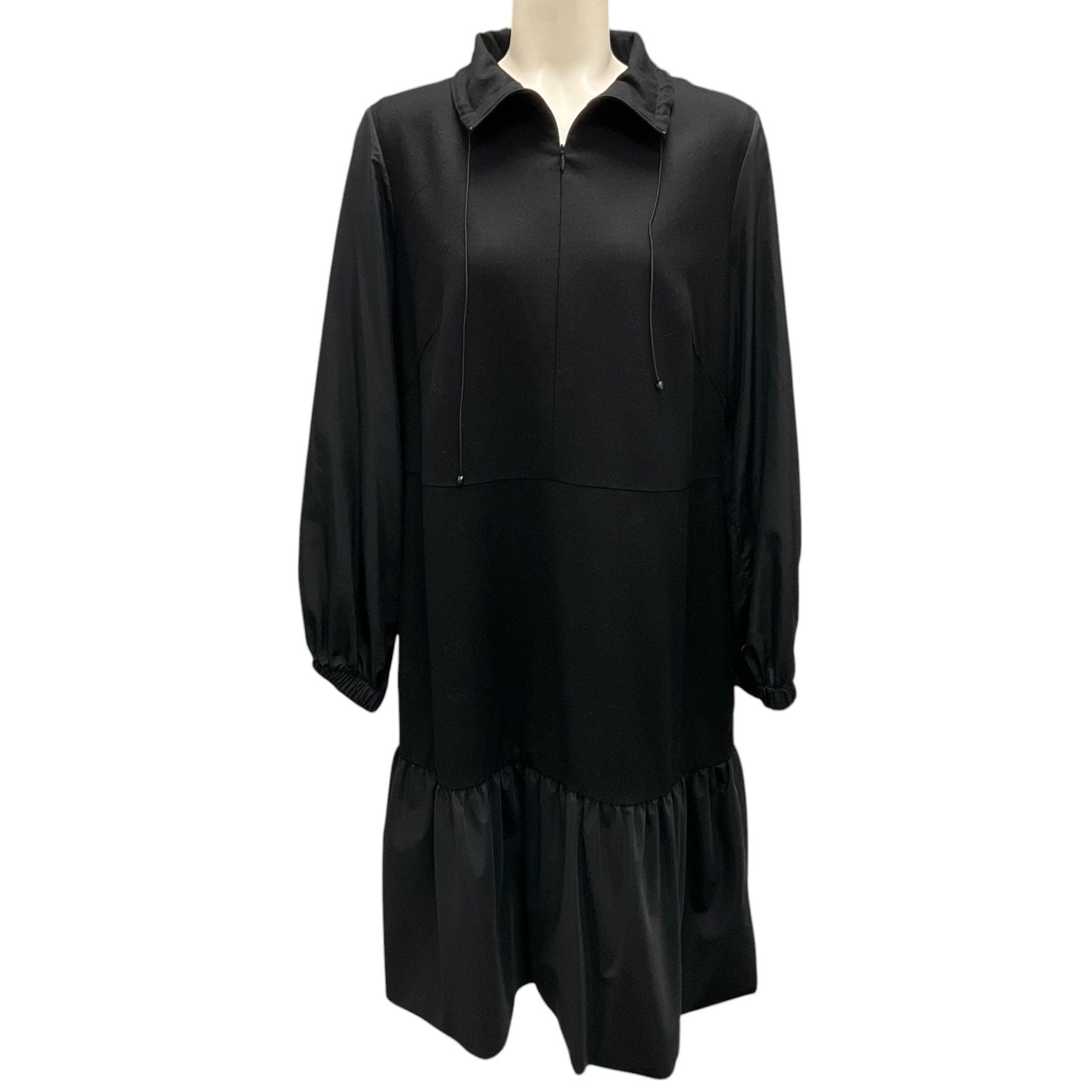 Akris Punto Black Nylon and Wool Drawstring Dress