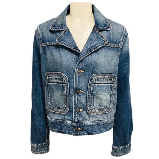 Nili Lotan Blue Simon Wash Patch Pocket Georgy Denim Jacket