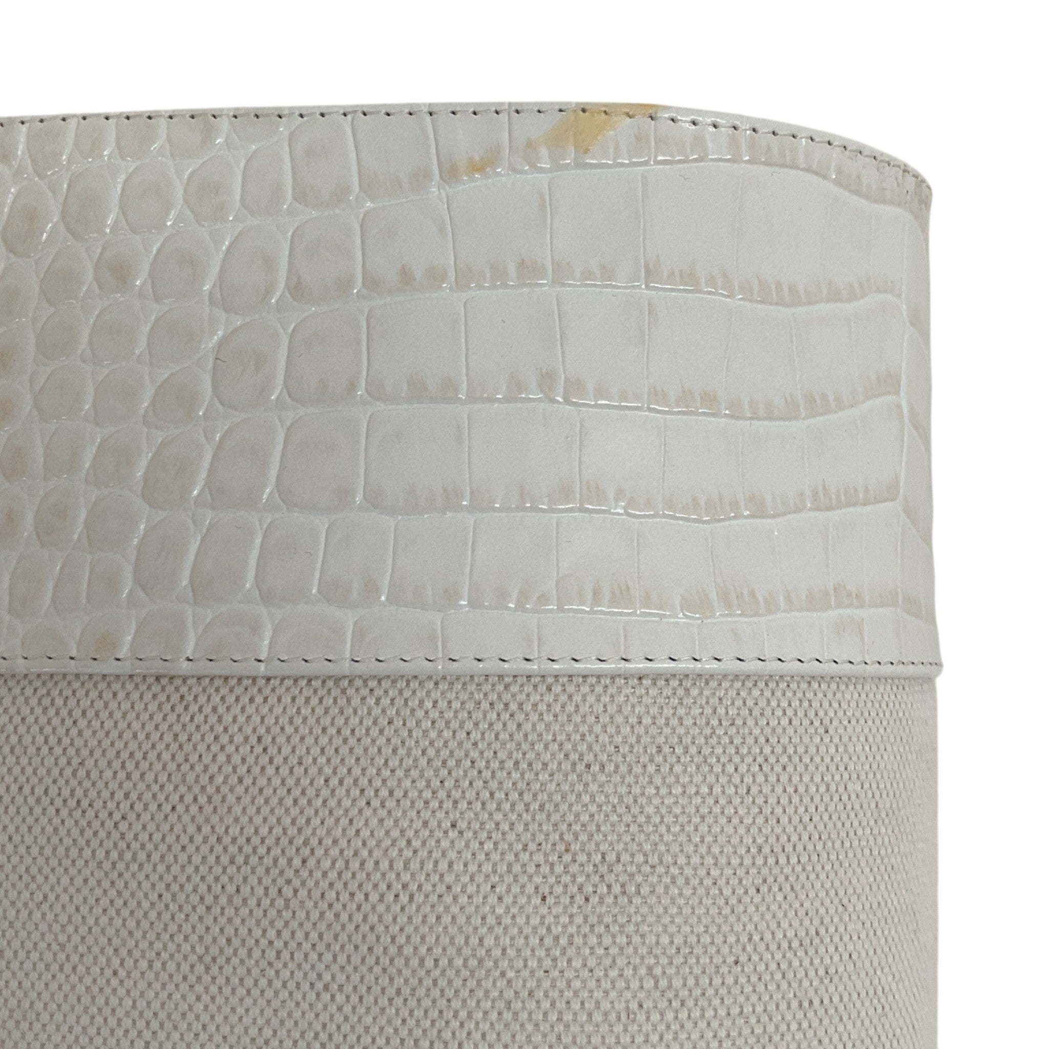 Paris Texas Bone China Embossed Croco Canvas Tall Boots
