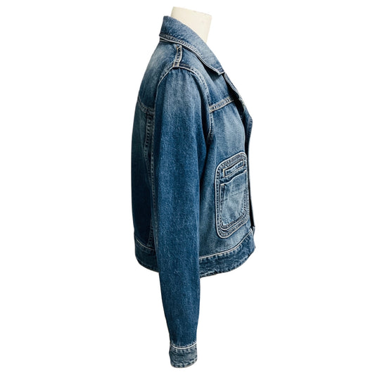 Nili Lotan Blue Simon Wash Patch Pocket Georgy Denim Jacket