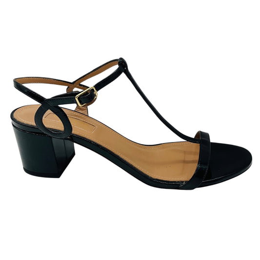 Aquazzura Black Patent Leather T-Strap Sandals