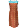 Load image into Gallery viewer, Dries van Noten Rust / Turquoise Brocade Sleeveless Dress
