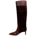 Load image into Gallery viewer, Paris Texas Chocolate Embossed Croco Suede Tall Boots
