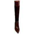 Load image into Gallery viewer, Paris Texas Chocolate Embossed Croco Suede Tall Boots
