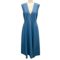 Load image into Gallery viewer, Jil Sander Blue Sleeveless V-Neck Crepe Midi Dress
