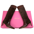 Load image into Gallery viewer, Paris Texas Chocolate Embossed Croco Suede Tall Boots

