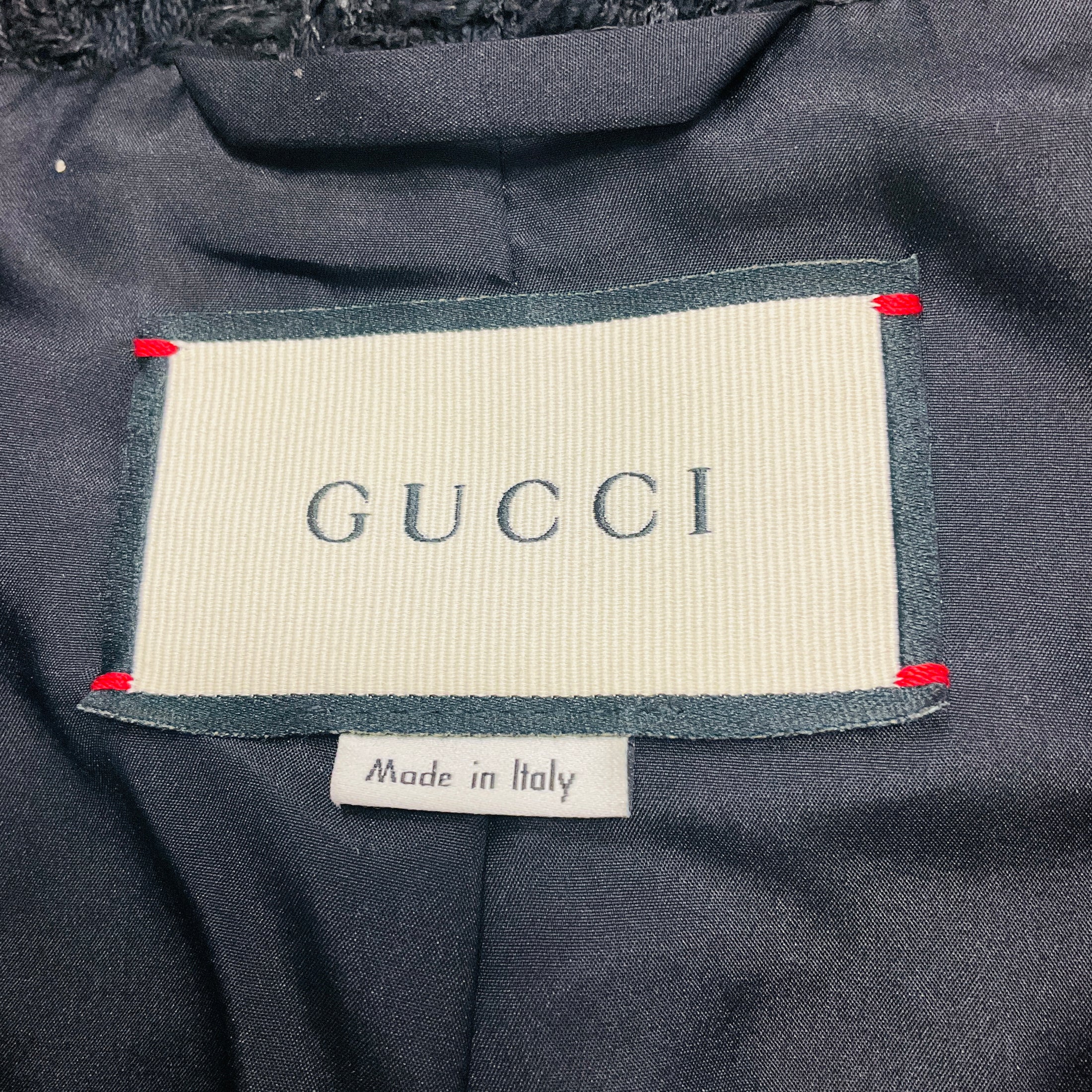 Gucci Black / Red Tweed Oversized Bomber Jacket