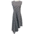 Load image into Gallery viewer, Marni Blue / Brown Cotton Floral Print Sleeveless Dress with Asymmetric Hem

