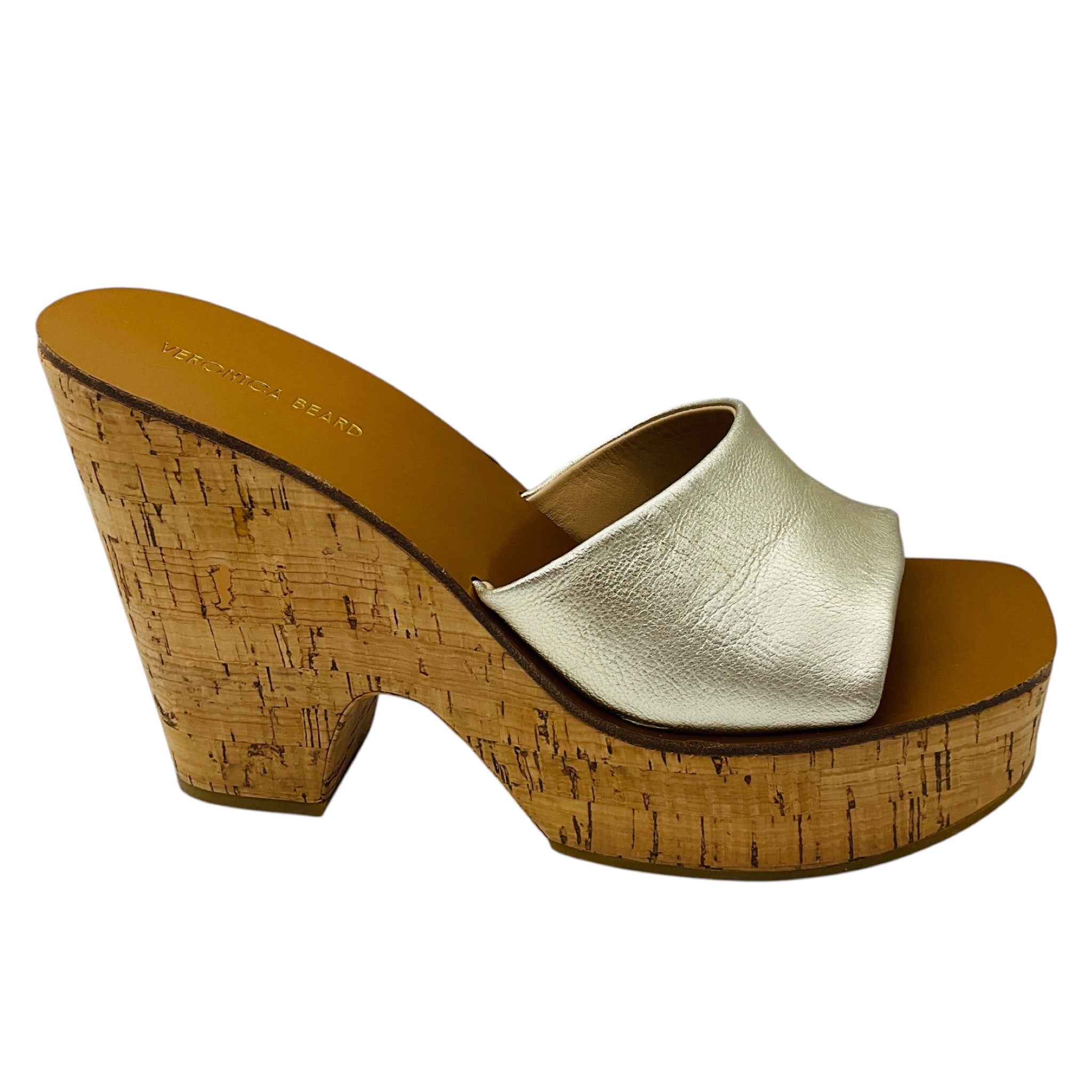 Veronica Beard Gold Metallic Paulita Platform Wedge Sandals