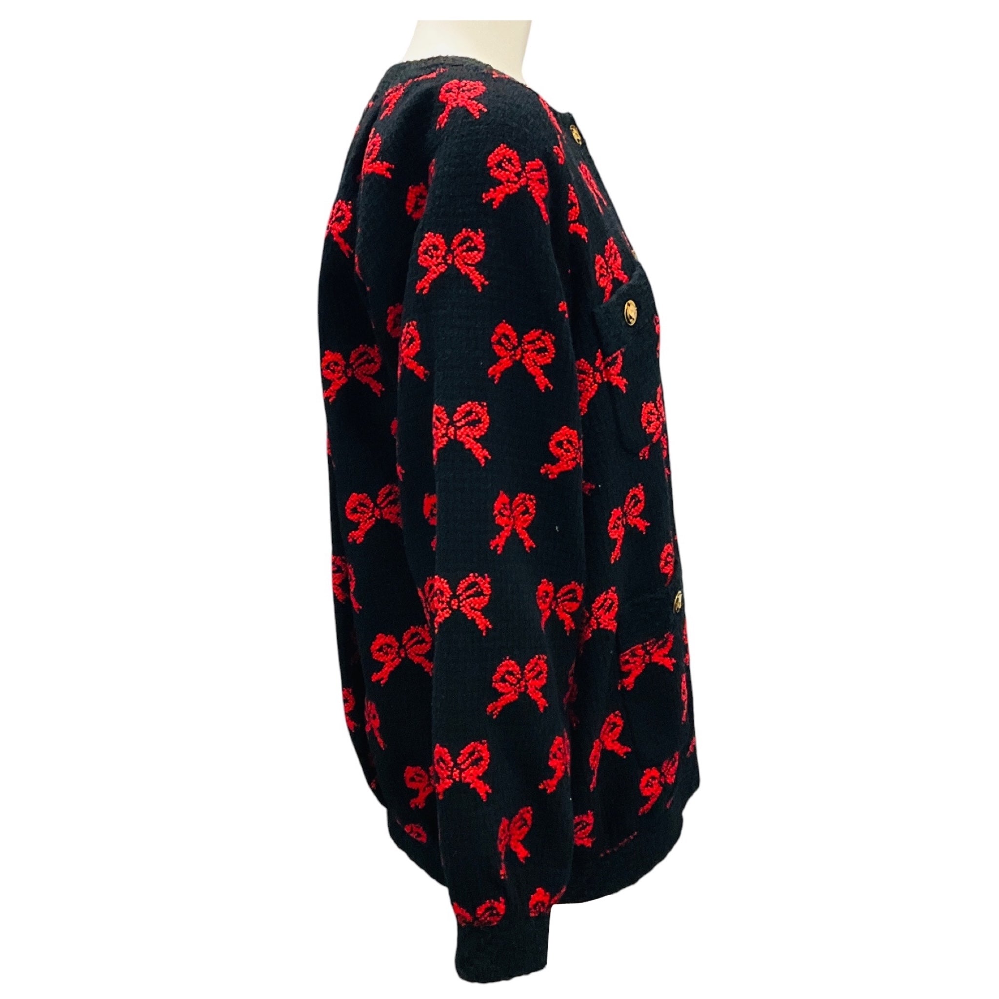 Gucci Black / Red Tweed Oversized Bomber Jacket