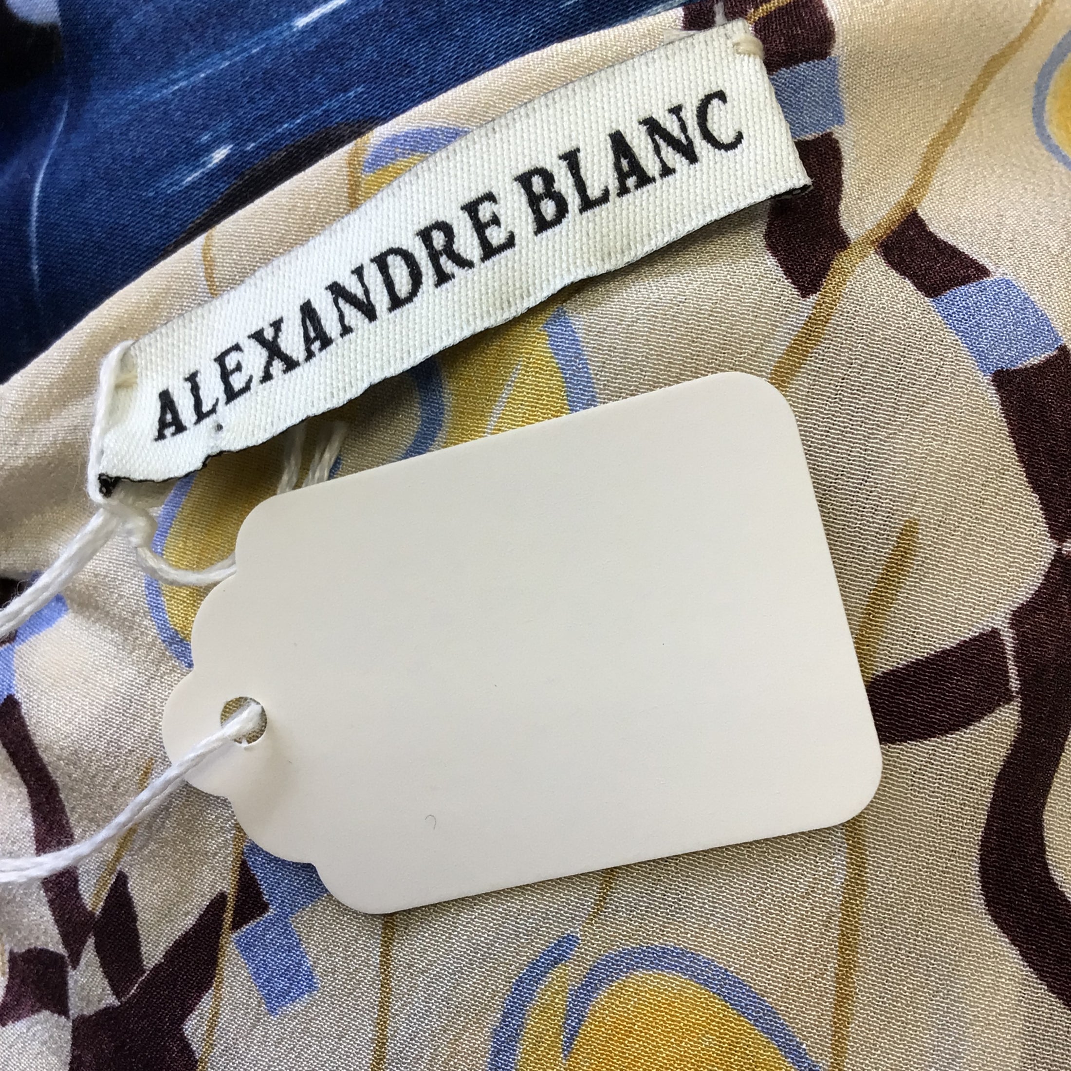 Alexandre Blanc Beige / Yellow / Blue Multi Sleeveless Crossover Midi Dress