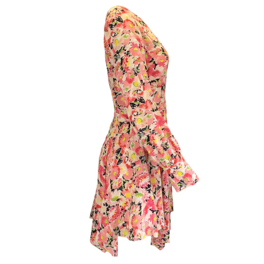 Stella McCartney Pink Multi Floral Printed Long Sleeved Silk Felicity Dress