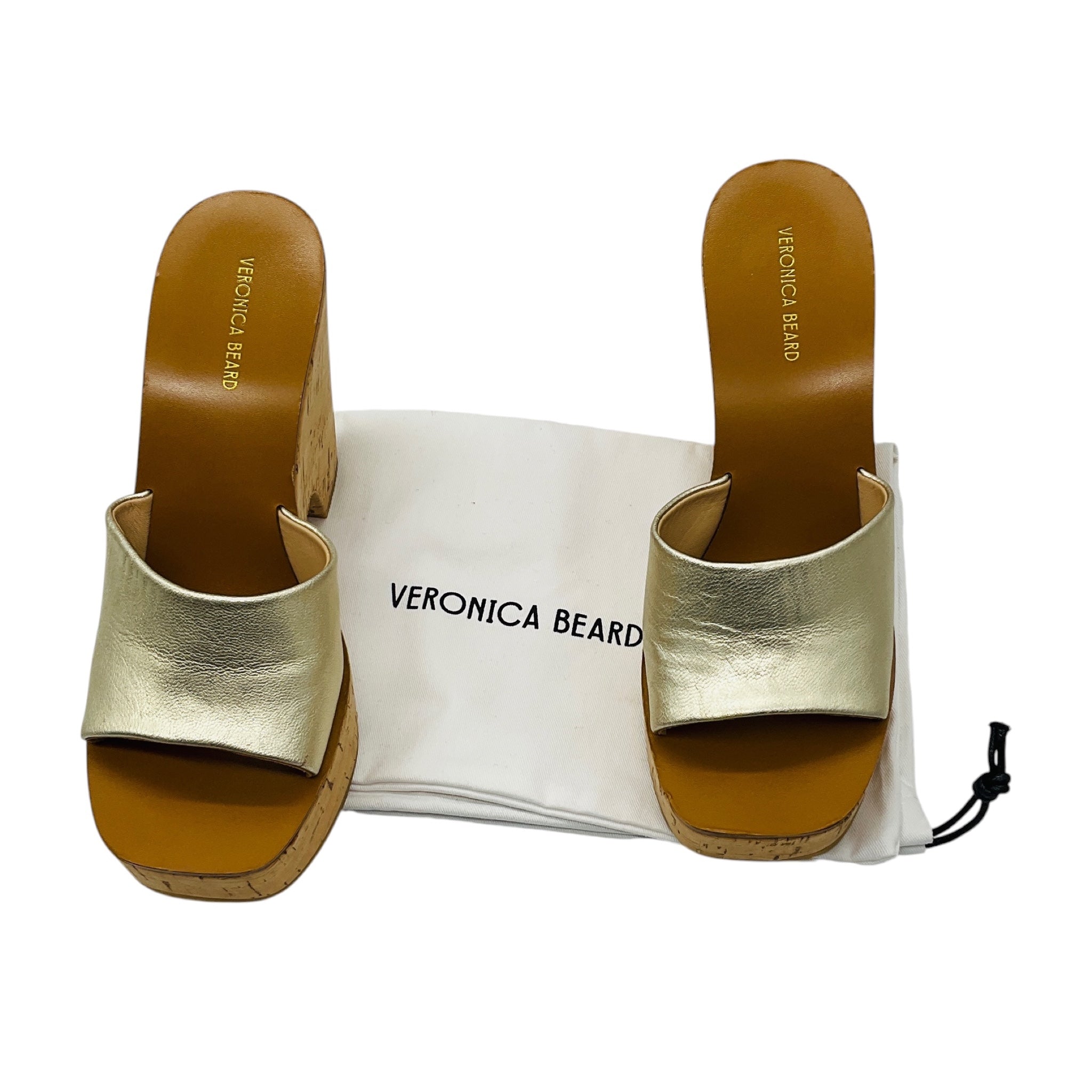 Veronica Beard Gold Metallic Paulita Platform Wedge Sandals