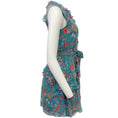 Load image into Gallery viewer, Saloni Turquoise Multi Floral Tilly Ruffle Belted Dress
