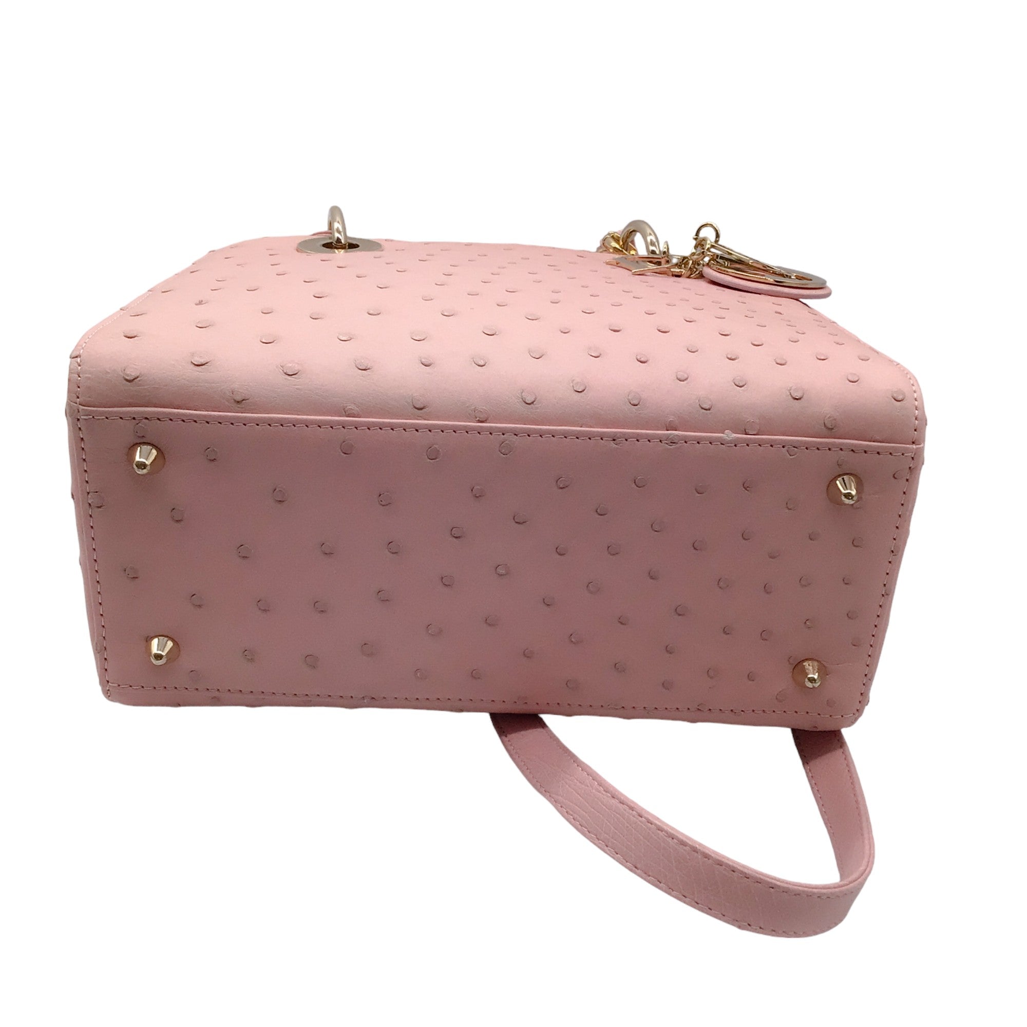 Christian Dior Light Pink Ostrich Skin Leather Lady Dior Handbag