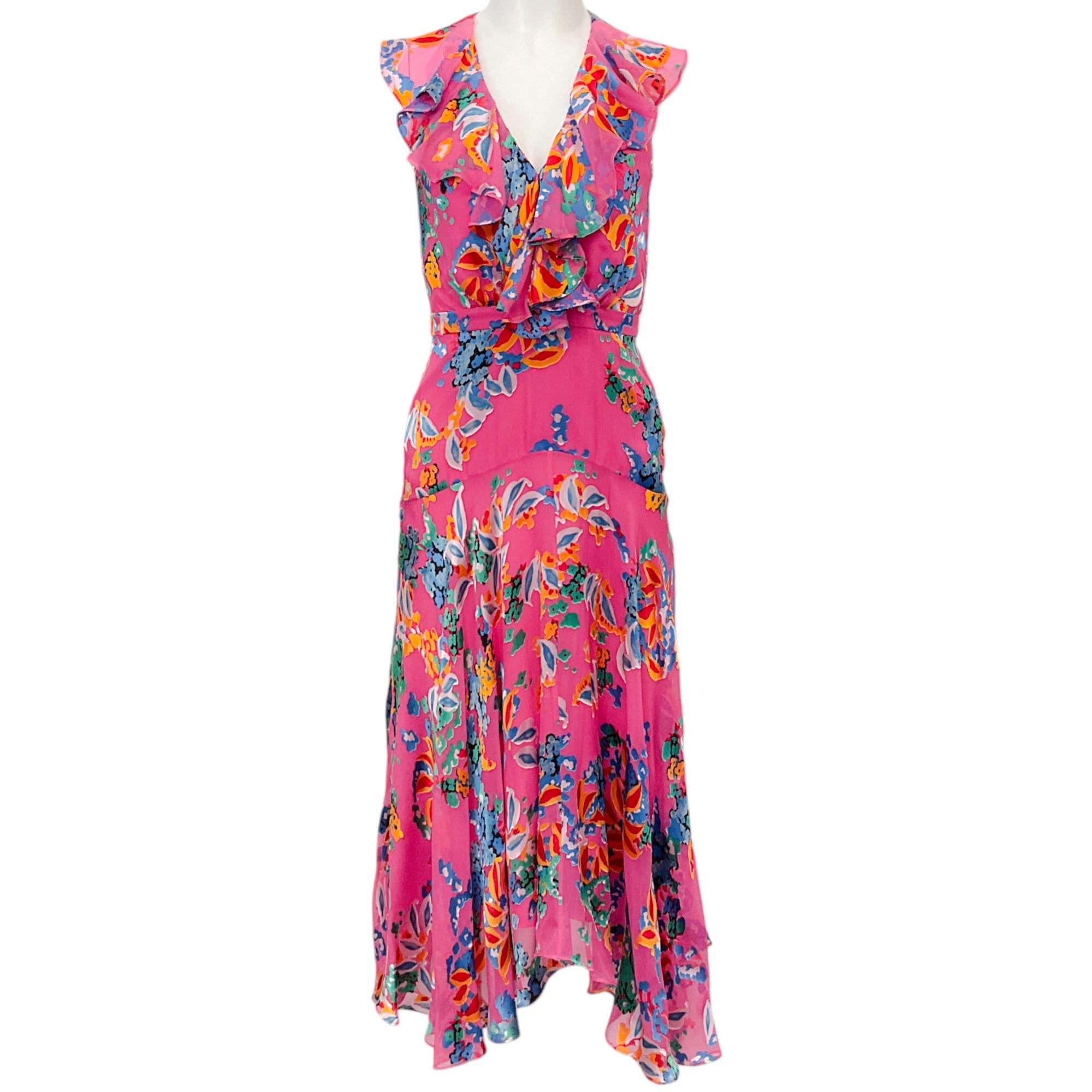 Saloni Pink Multi Floral Rita Midi Dress
