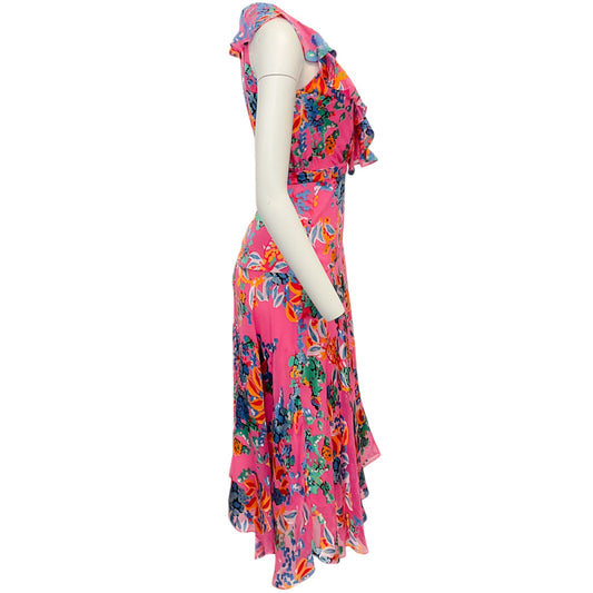 Saloni Pink Multi Floral Rita Midi Dress