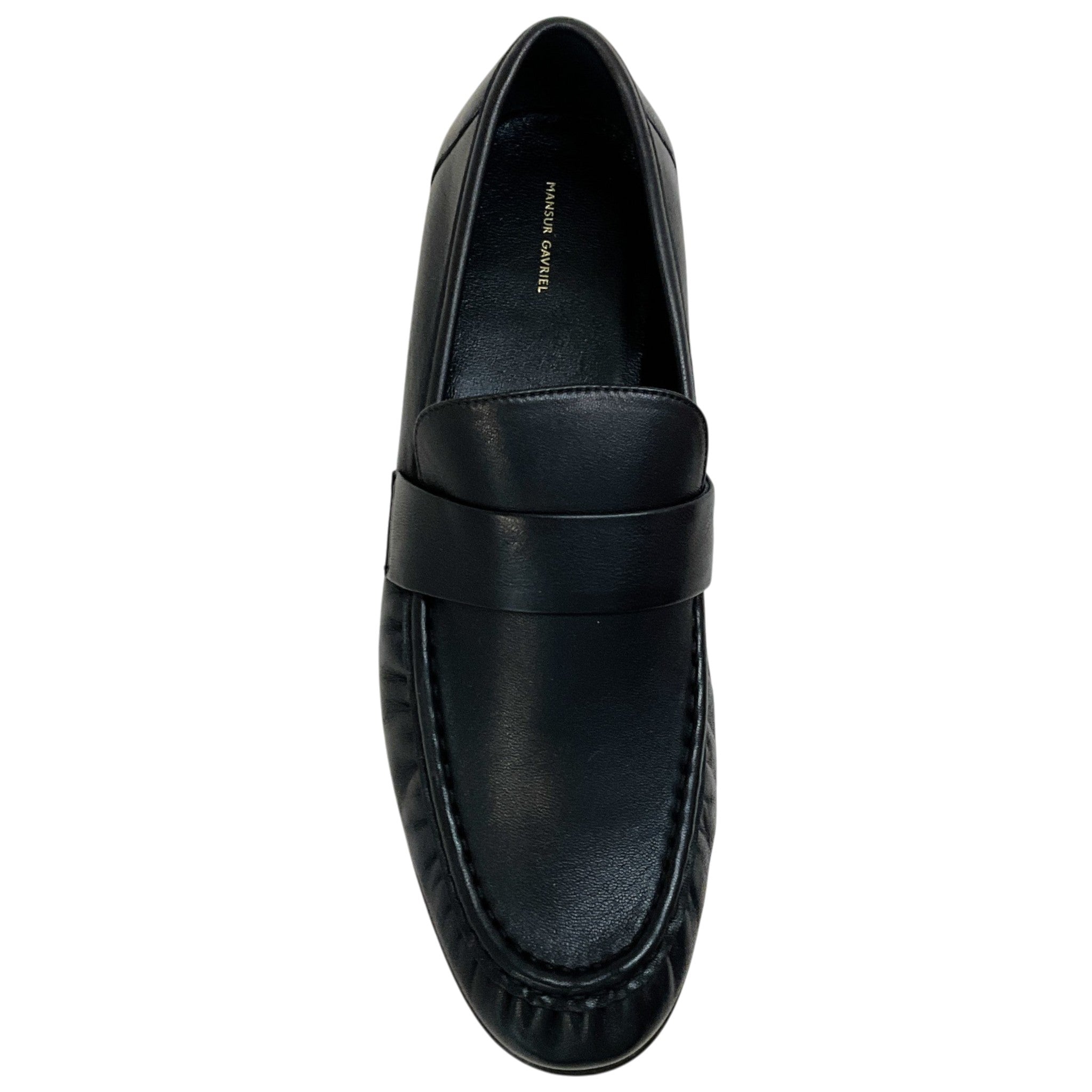 Mansur Gavriel Black Leather Ruched Loafers