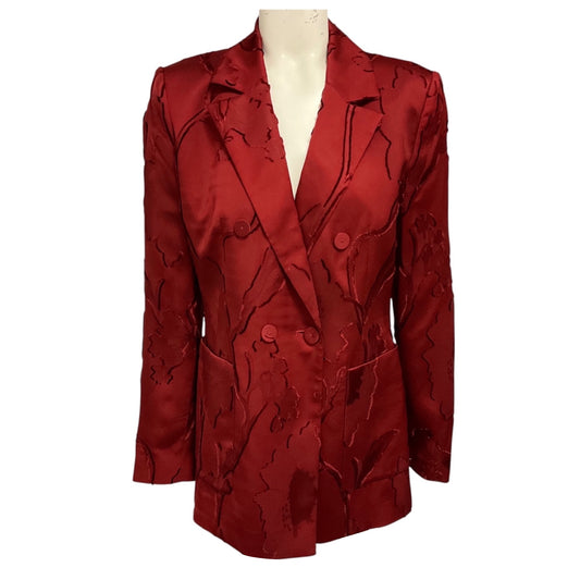 Elie Saab Luscious Red Double Breasted Jacquard Blazer