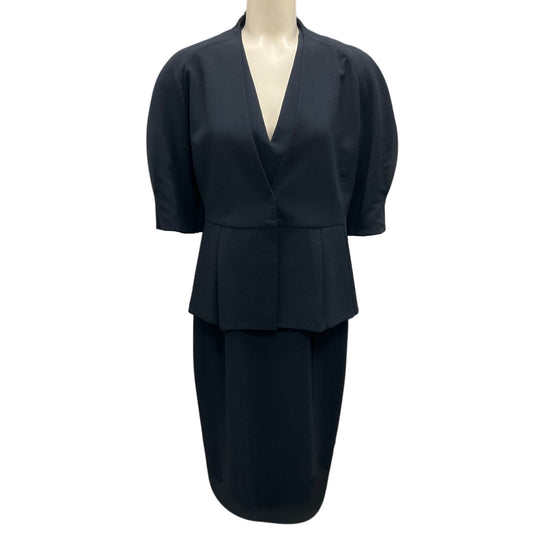 Akris Navy Blue Wool Jacket and Dress Two-Piece Set